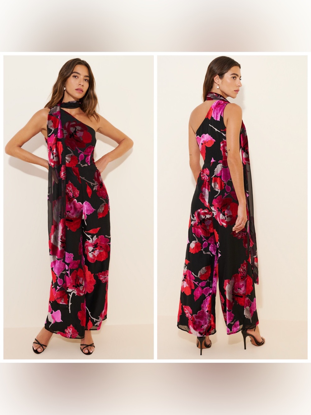 Anthropologie Hutch Velvet Scarf Jumpsuit Burnout Size 8